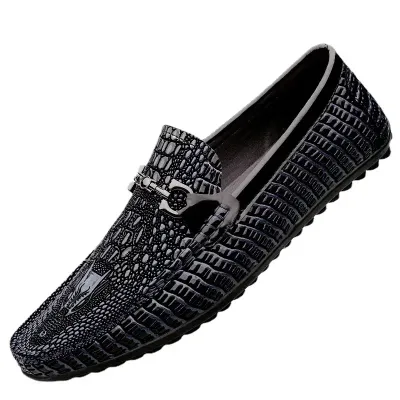 EMBOSSED CROCODILE PATTERN LOAFER BLACK